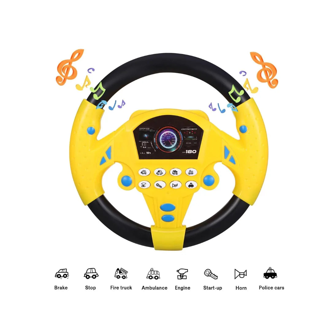 Yellow steering wheel toy for kids