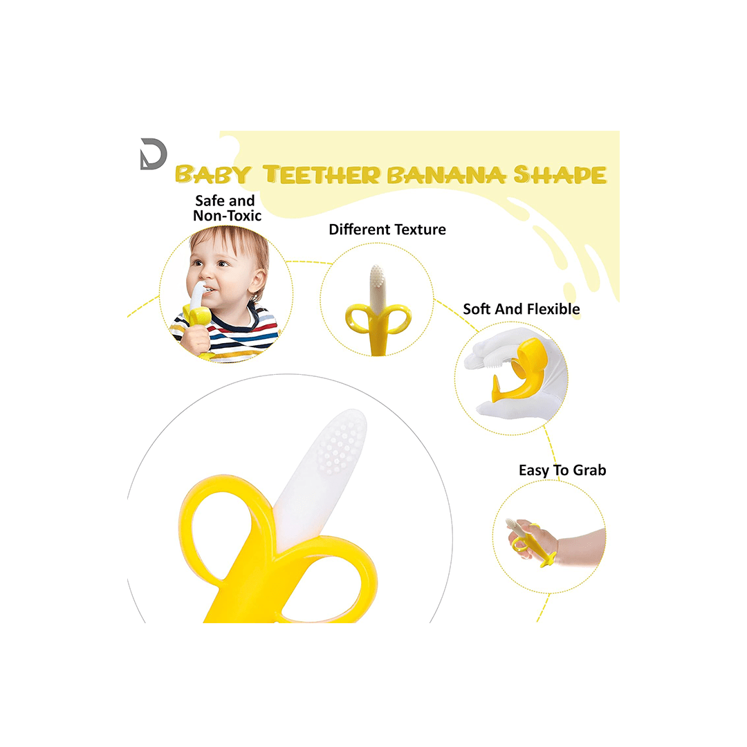 Baan Toys Baby Care Baan Toys Banana Shape Silicone Teether Toothbrush For Kids (12 Months+)