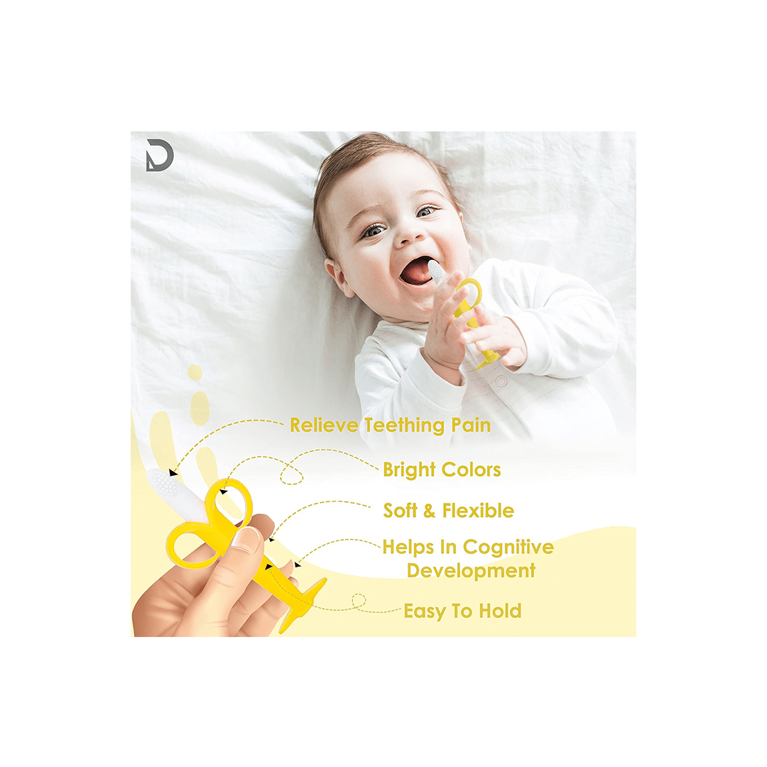 Baan Toys Baby Care Baan Toys Banana Shape Silicone Teether Toothbrush For Kids (12 Months+)