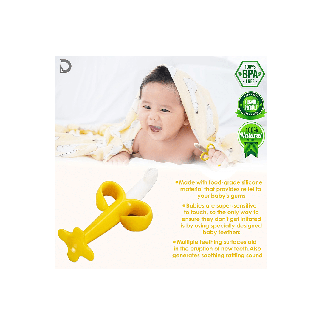 Baan Toys Baby Care Baan Toys Banana Shape Silicone Teether Toothbrush For Kids (12 Months+)