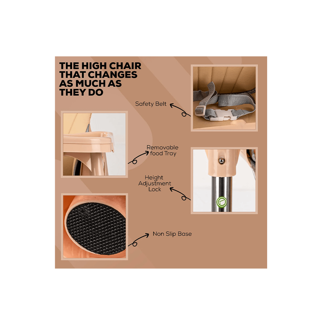 Baybee Other Gears Baybee Invictus Convertible High Chair for kids with Adjustable Height, Footrest, Safety Belt and Cushion