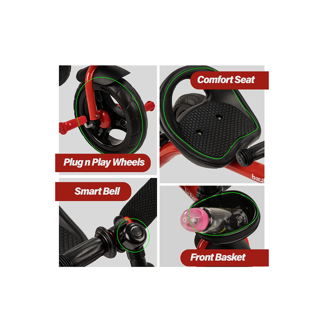 Baybee Ride-ons Baybee Maze Baby Tricycle for Kids with Height Adjustable, Storage Basket & Water Bottle For Kids (2-5 Years)