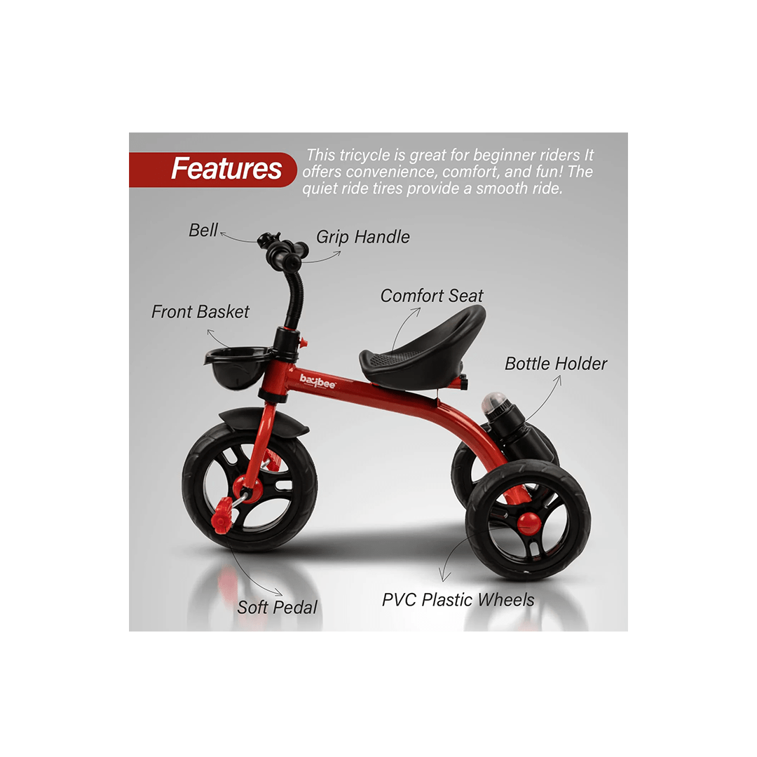 Baybee Ride-ons Baybee Maze Baby Tricycle for Kids with Height Adjustable, Storage Basket & Water Bottle For Kids (2-5 Years)