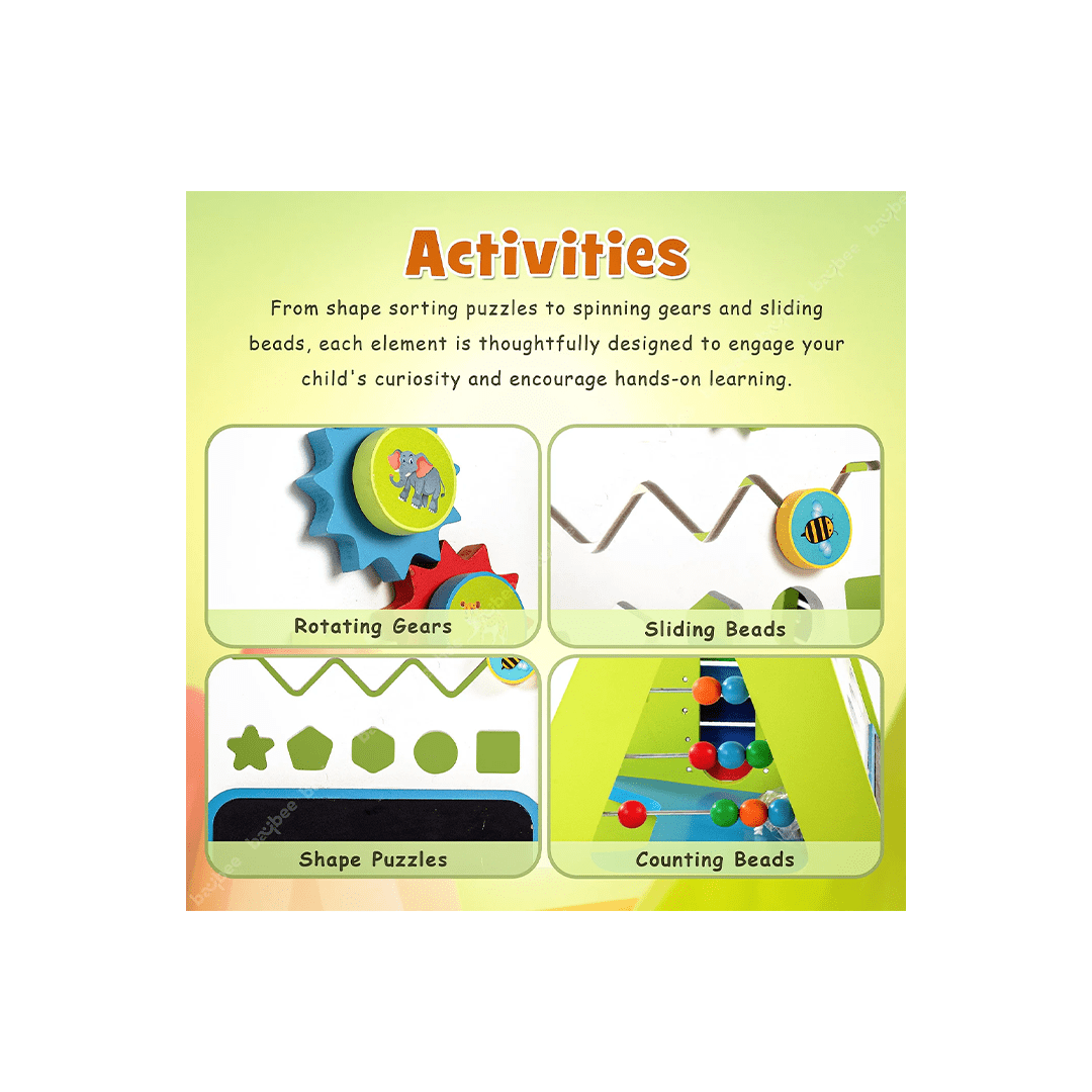 Baybee Toys Chanak Wooden Activity Push and Pull Walker for Kids, Learning Sit to Stand Baby Walker (9 Months+)