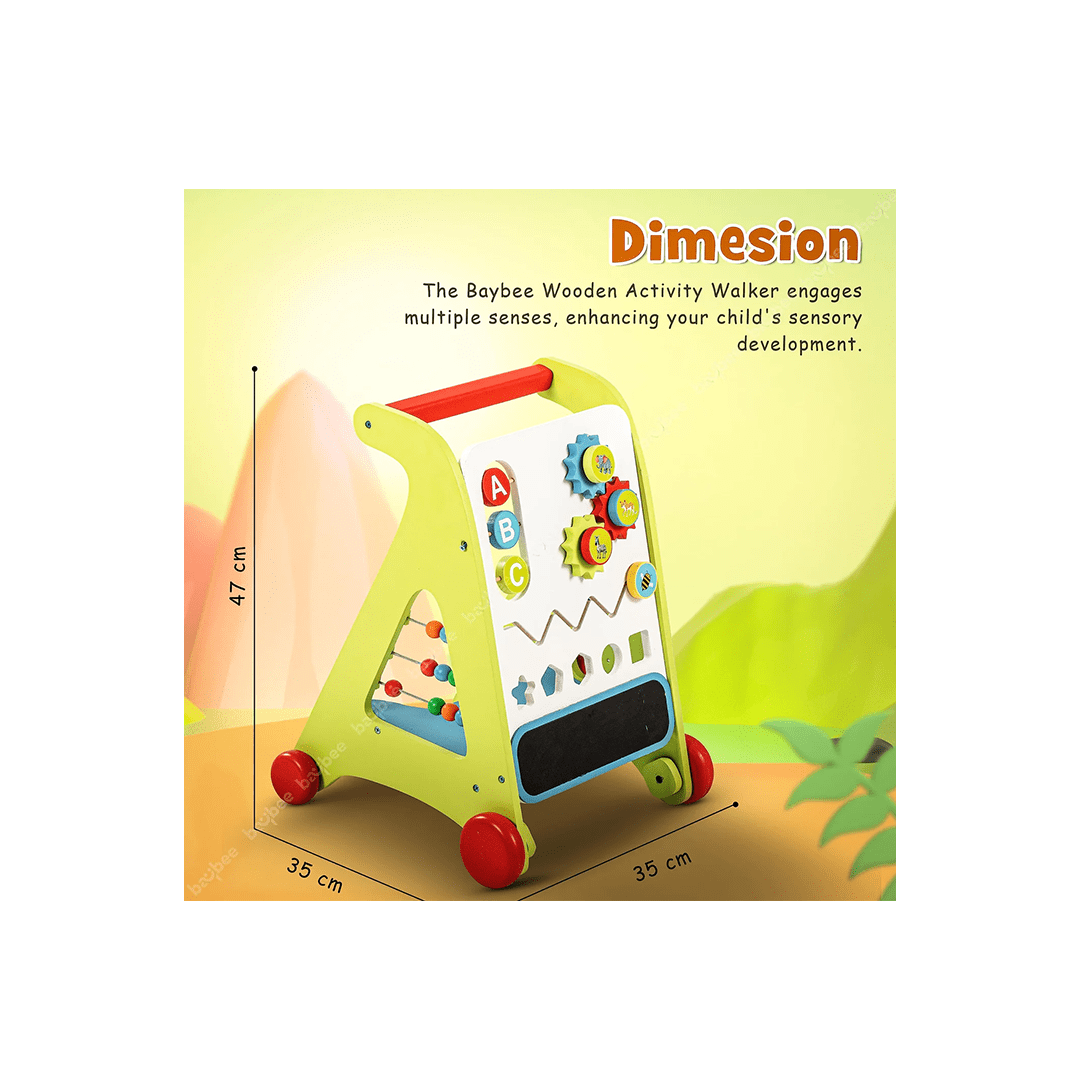 Baybee Toys Chanak Wooden Activity Push and Pull Walker for Kids, Learning Sit to Stand Baby Walker (9 Months+)