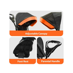 Orange kids tricycle with canopy and parent handle