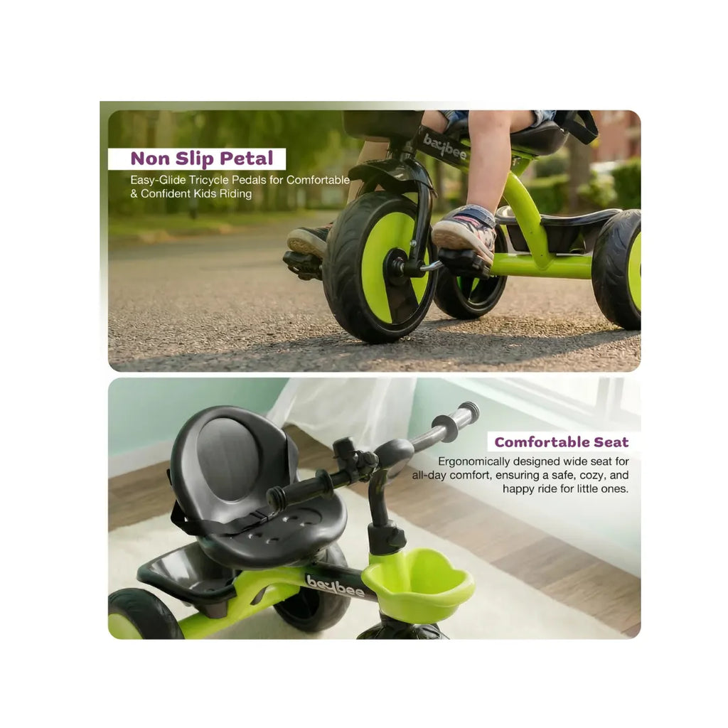 Kids tricycle with baskets and belt