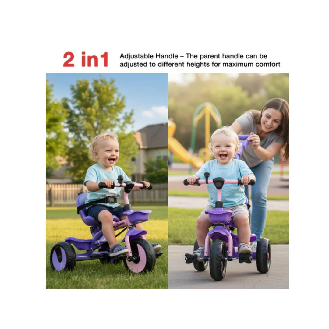 Kids tricycle with baskets and belt