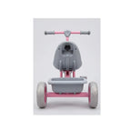 Pink kids tricycle with basket and backrest