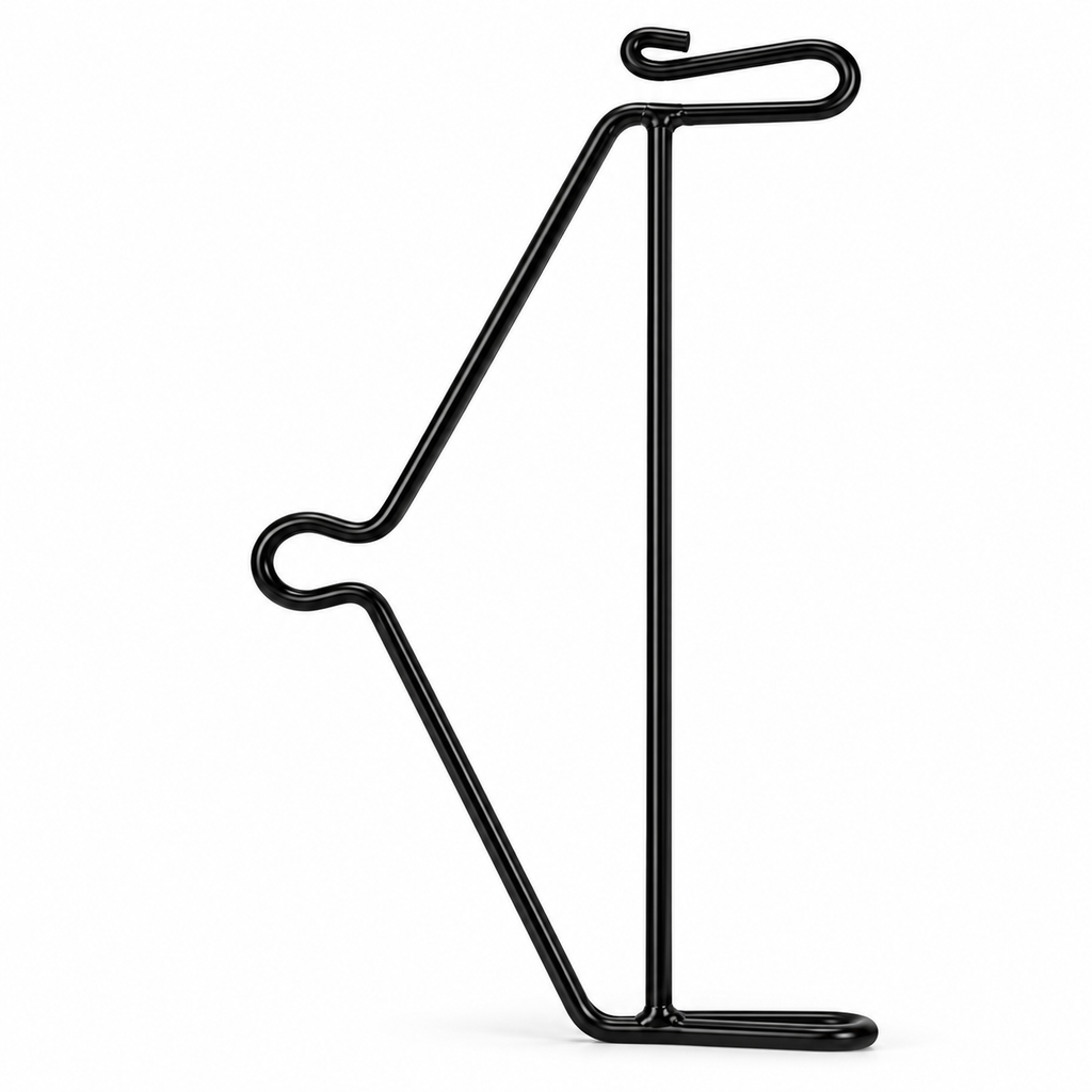 Black metal anchor stand with U-shaped base for baby cradle hanging