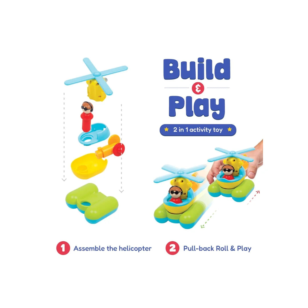 Build N Play Helicopter,DIY Activity Toy with Pull Back,Improves Logical Thinking,MulticolorPreschool Toys (12 Months+)