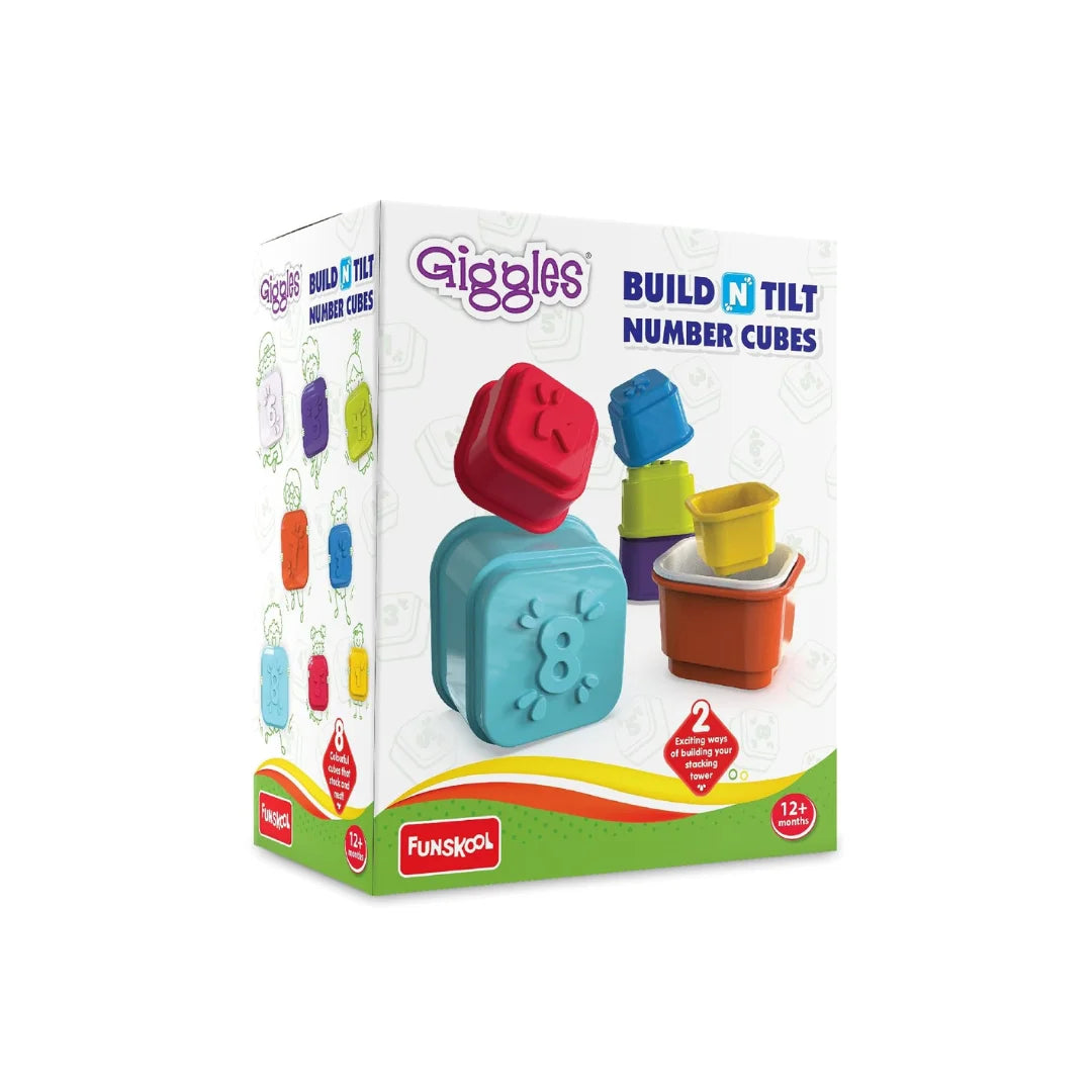 Build N Tilt Number Cubes,Multicolour,Stack and Nest,2 Modes of Stacking Straight and Slant for Babies & Kids (12 Months+)