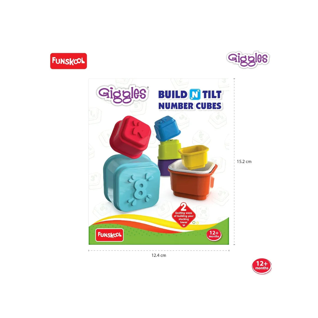 Build N Tilt Number Cubes,Multicolour,Stack and Nest,2 Modes of Stacking Straight and Slant for Babies & Kids (12 Months+)