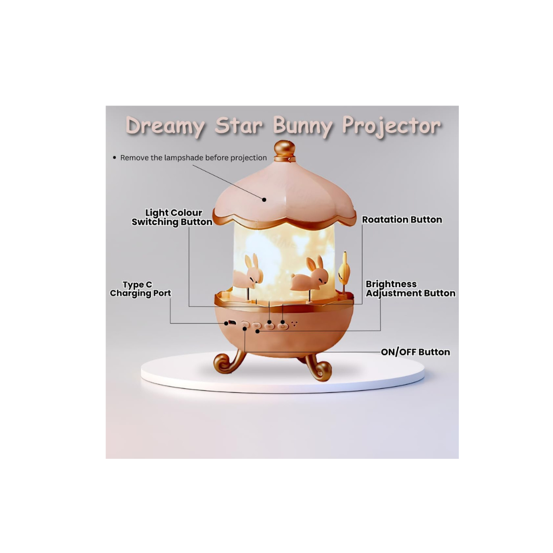 Bunny Carousel Night Light Projector Lamp