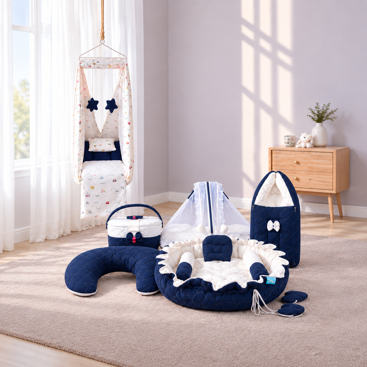 Mogo Cozy Baby Bed Set - 6 Pcs Premium