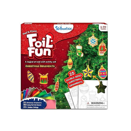 Christmas Ornaments Art Kit ,No Mess DIY Craft Set ,25 Double-Sided Ornaments ,150 Foil Sheets ,Festive Decoration Kit for Kids(4+ years)