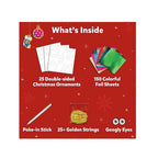 Christmas Ornaments Art Kit ,No Mess DIY Craft Set ,25 Double-Sided Ornaments ,150 Foil Sheets ,Festive Decoration Kit for Kids(4+ years)