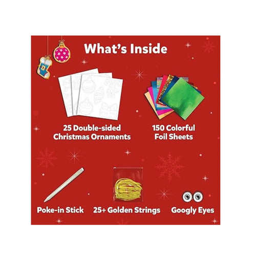 Christmas Ornaments Art Kit ,No Mess DIY Craft Set ,25 Double-Sided Ornaments ,150 Foil Sheets ,Festive Decoration Kit for Kids(4+ years)