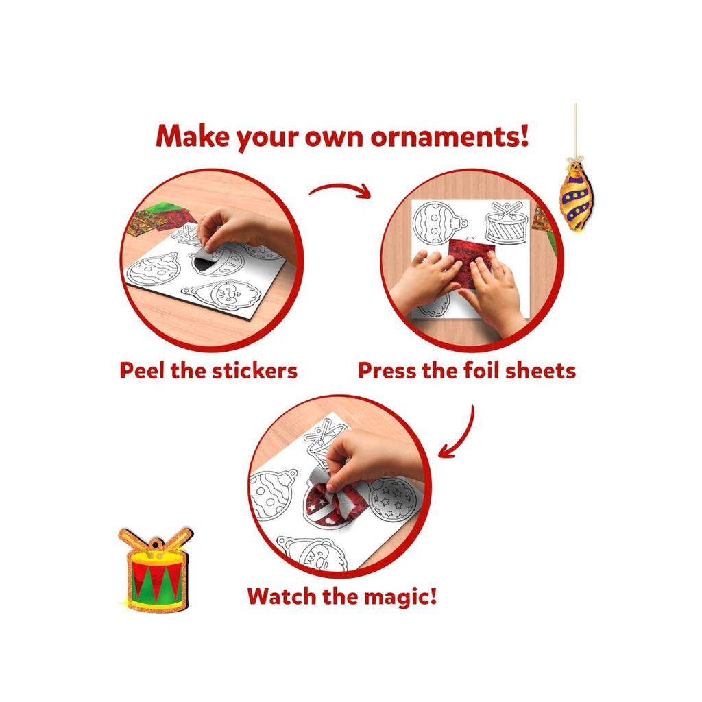 Christmas Ornaments Art Kit ,No Mess DIY Craft Set ,25 Double-Sided Ornaments ,150 Foil Sheets ,Festive Decoration Kit for Kids(4+ years)
