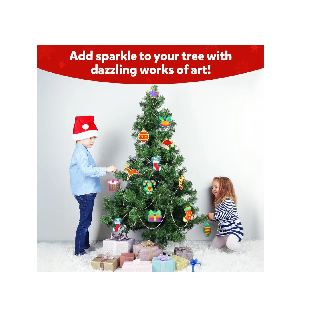 Christmas Ornaments Art Kit ,No Mess DIY Craft Set ,25 Double-Sided Ornaments ,150 Foil Sheets ,Festive Decoration Kit for Kids(4+ years)