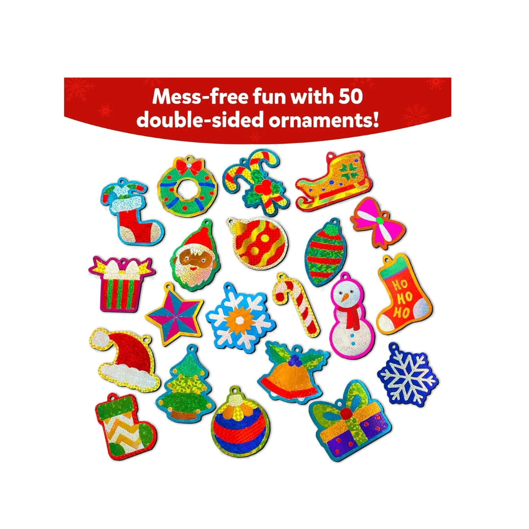 Christmas Ornaments Art Kit ,No Mess DIY Craft Set ,25 Double-Sided Ornaments ,150 Foil Sheets ,Festive Decoration Kit for Kids(4+ years)