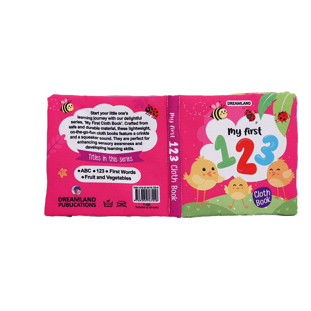 Dreamland Publications Books Dreamland My First Cloth Book 123 with Squeaker and Crinkle Paper Cloth Books (3 Months+)