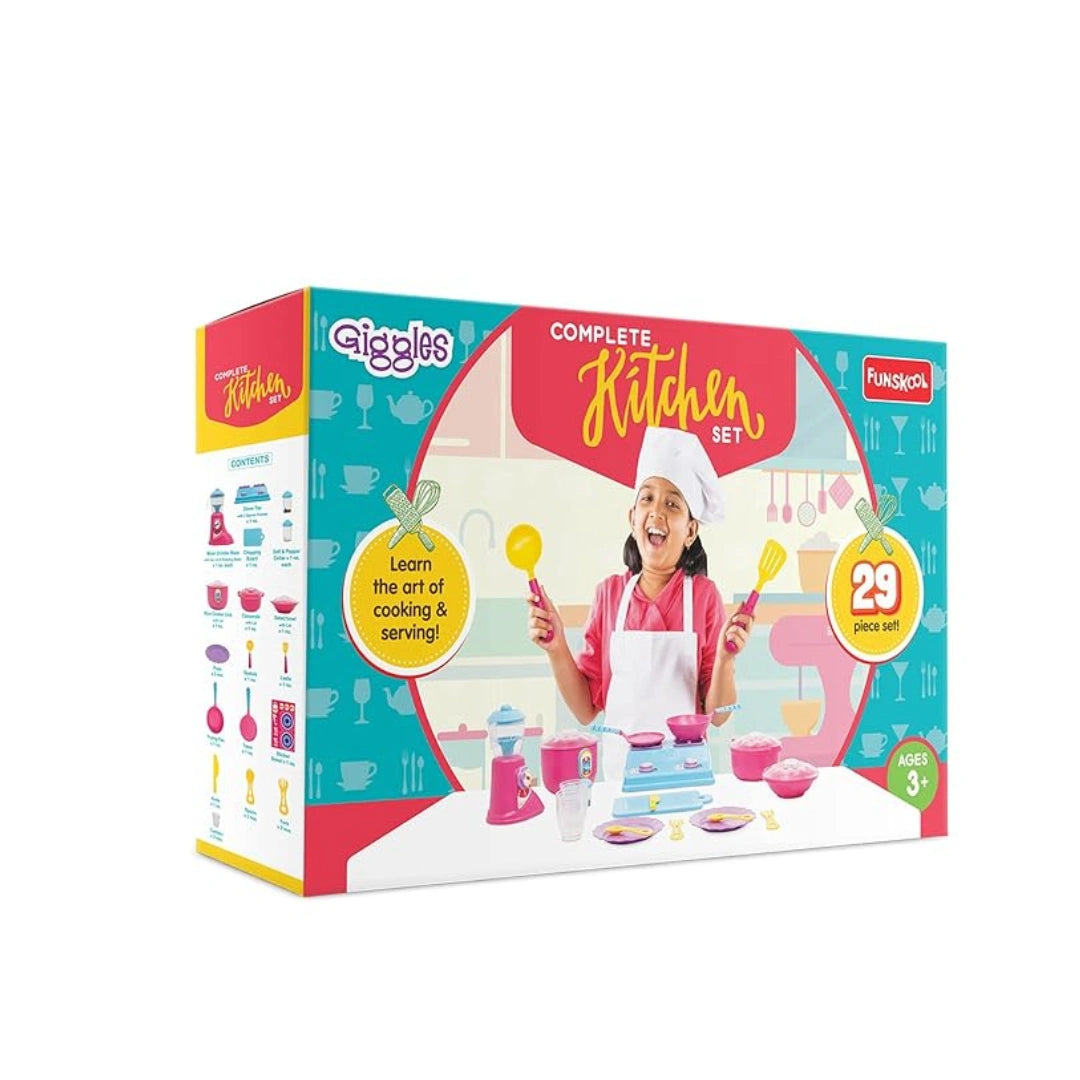 Complete Kithcen Playset,Realistic Pretend Cooking Toy for Kids,Encourages Learning & Development,Fun Activity for Babies,Gift Set for Girls (3 Years)