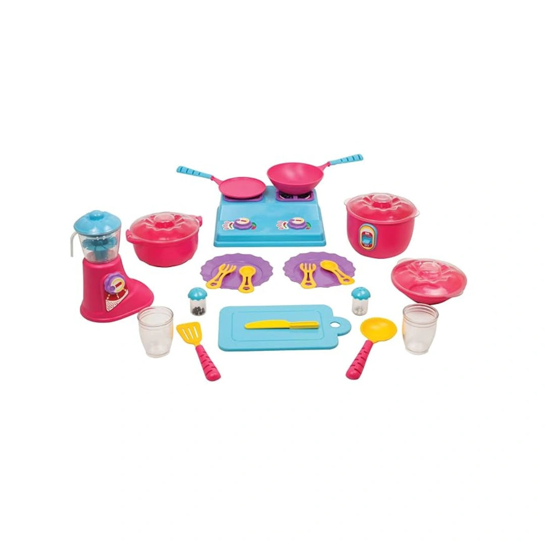 Complete Kithcen Playset,Realistic Pretend Cooking Toy for Kids,Encourages Learning & Development,Fun Activity for Babies,Gift Set for Girls (3 Years)