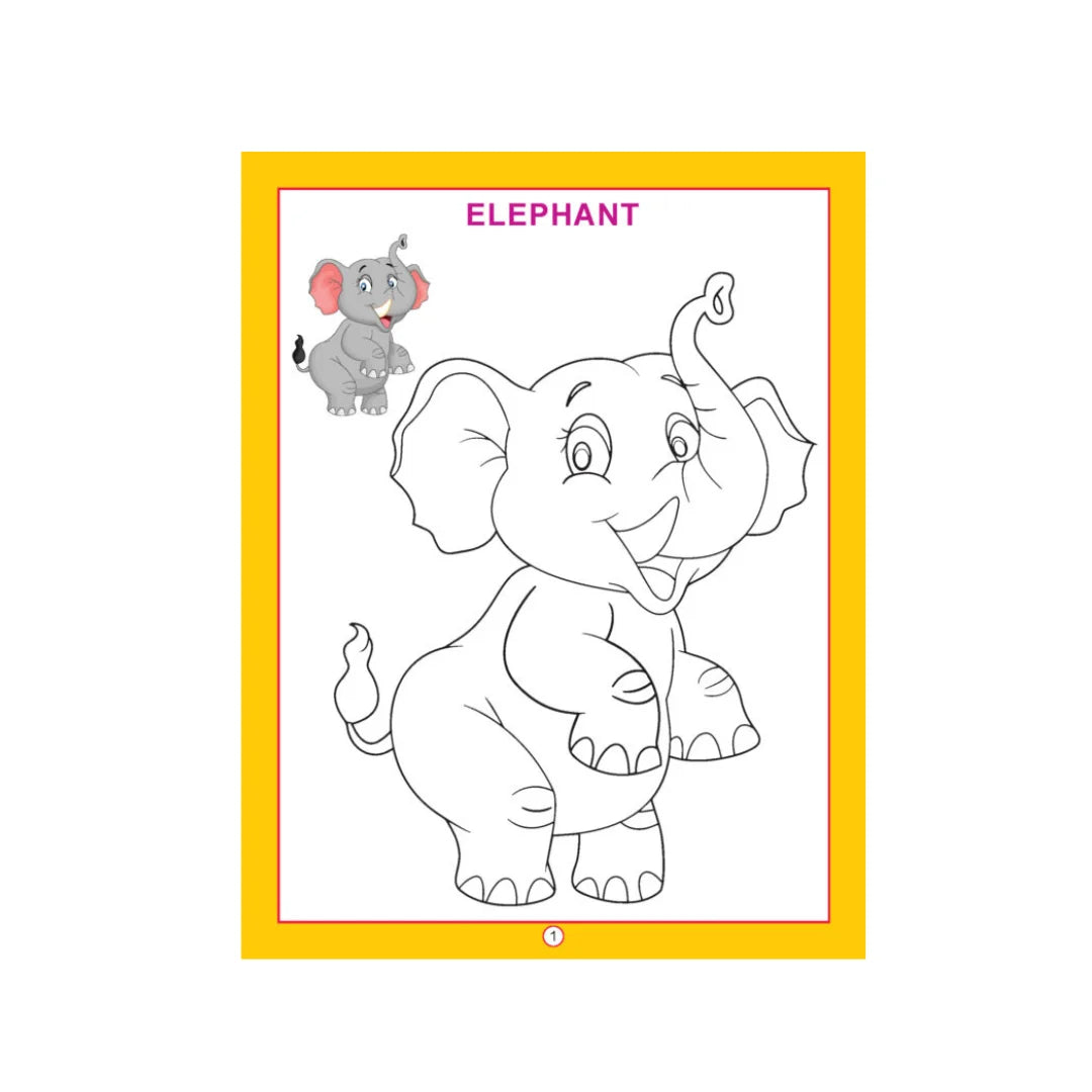 Animal colouring book with animal pictures for kids.