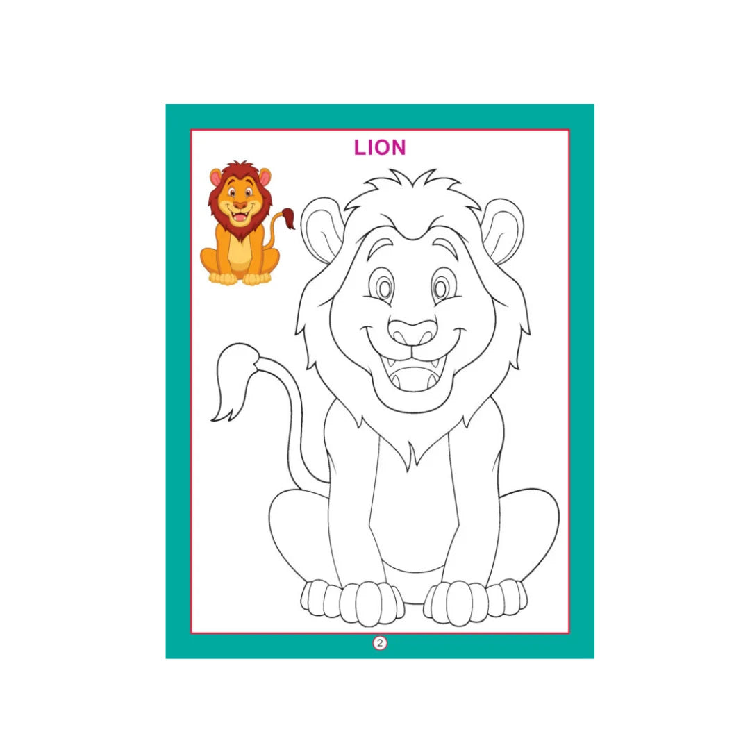 Animal colouring book with animal pictures for kids.