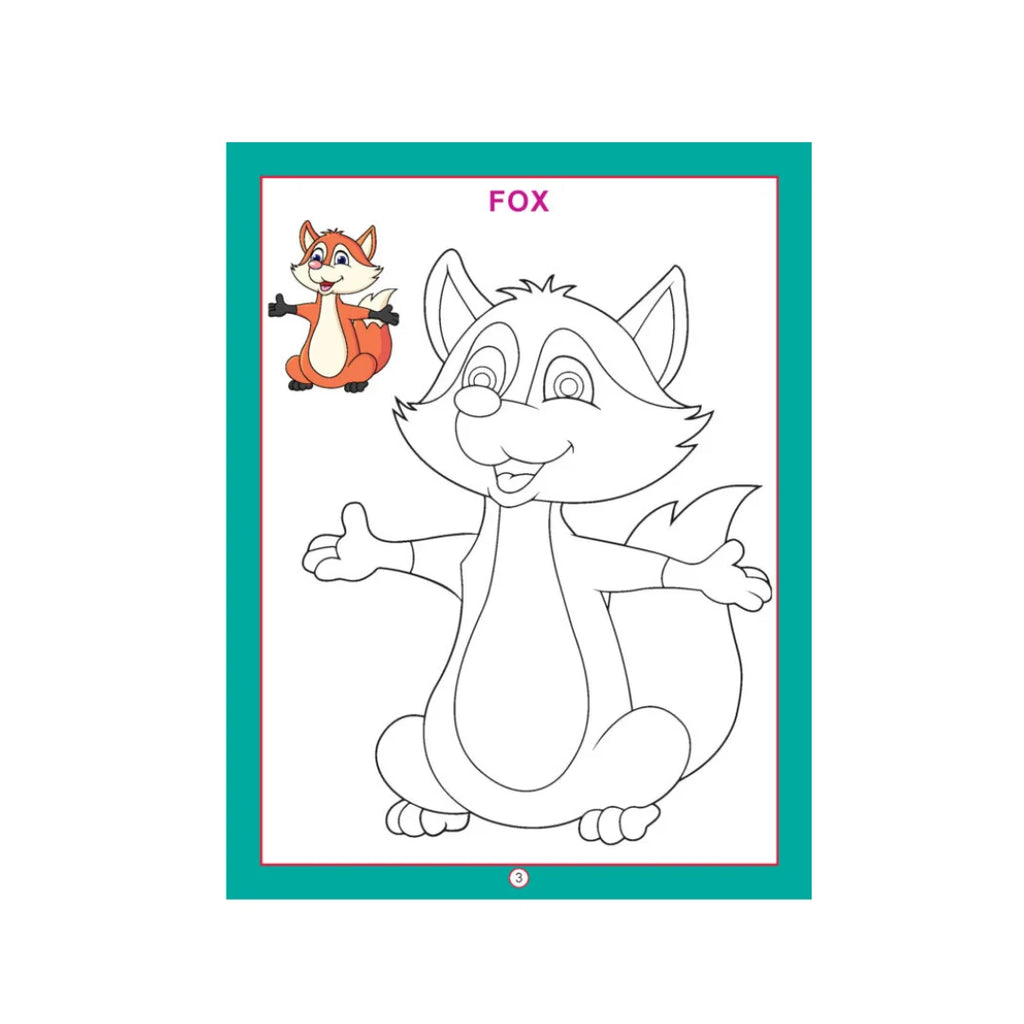 Animal colouring book with animal pictures for kids.