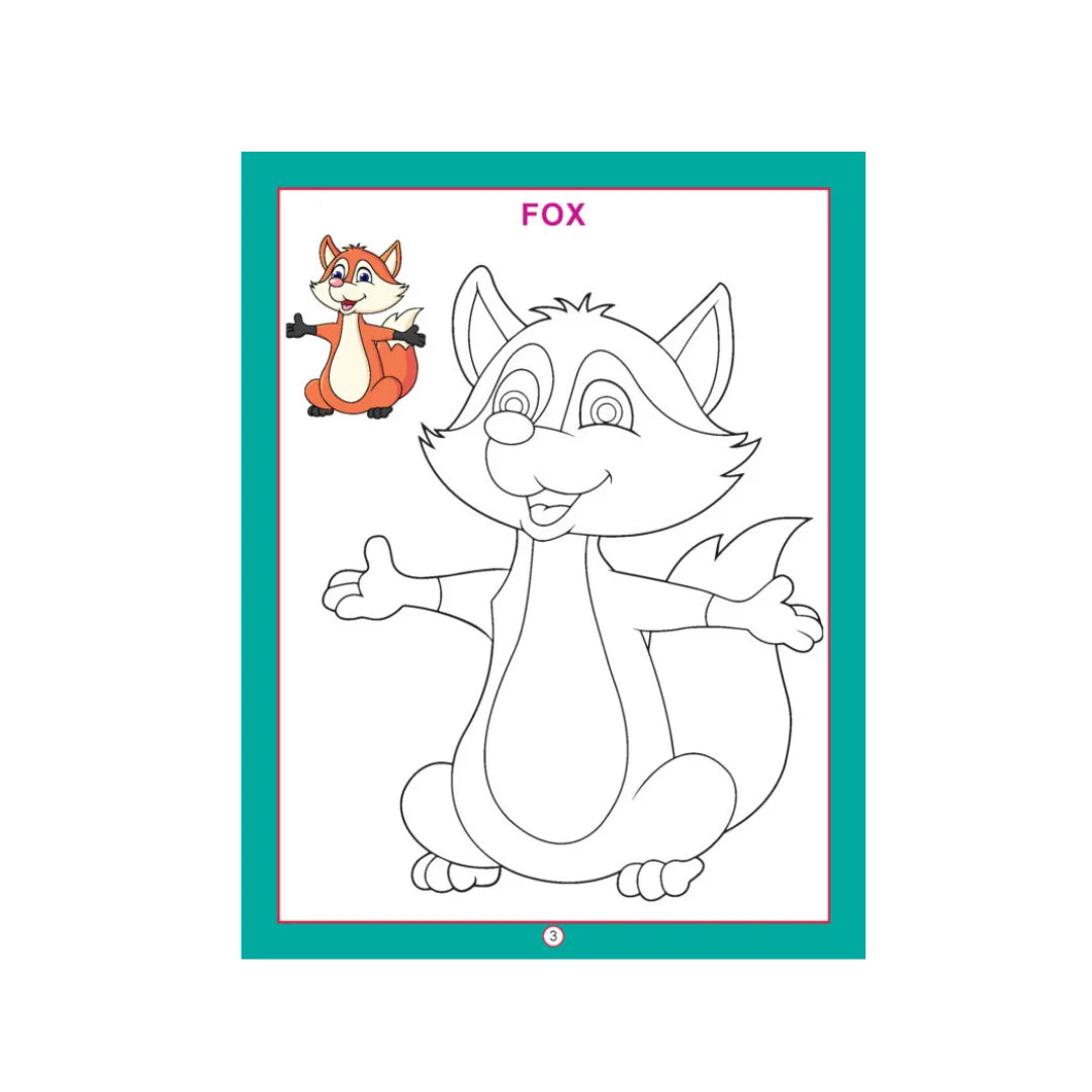 Animal colouring book with animal pictures for kids.
