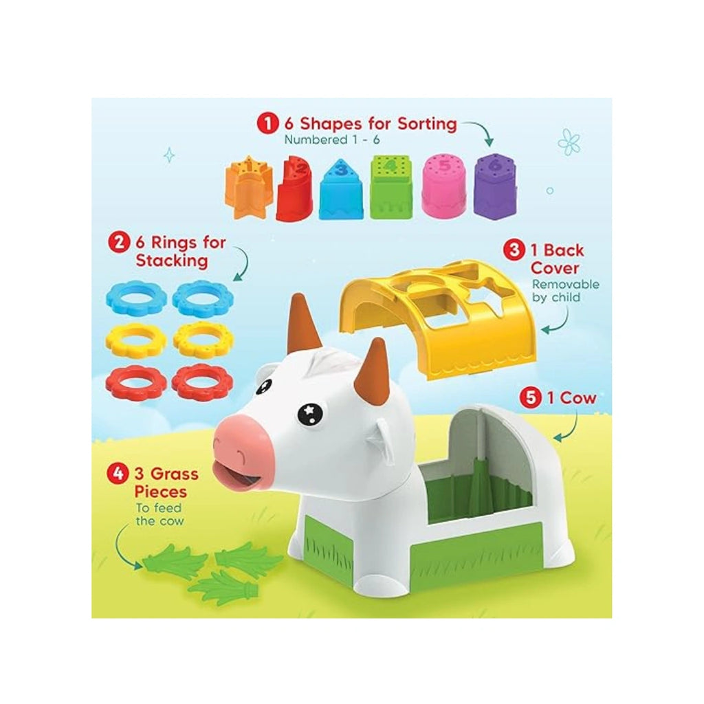 Cow shape sorter learning toy