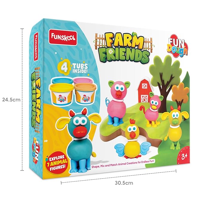 Fun farm-themed dough playset with adorable animal-making activities