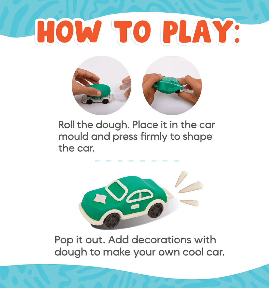DIY vehicle-building dough playset with exciting car-making activities