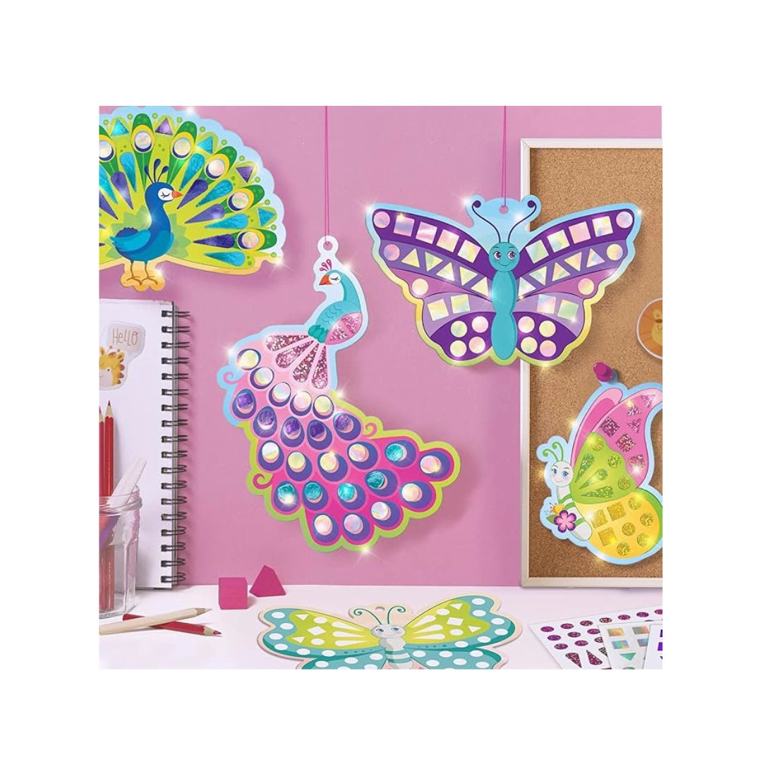 Butterfly and peacock mosaic sticker kit