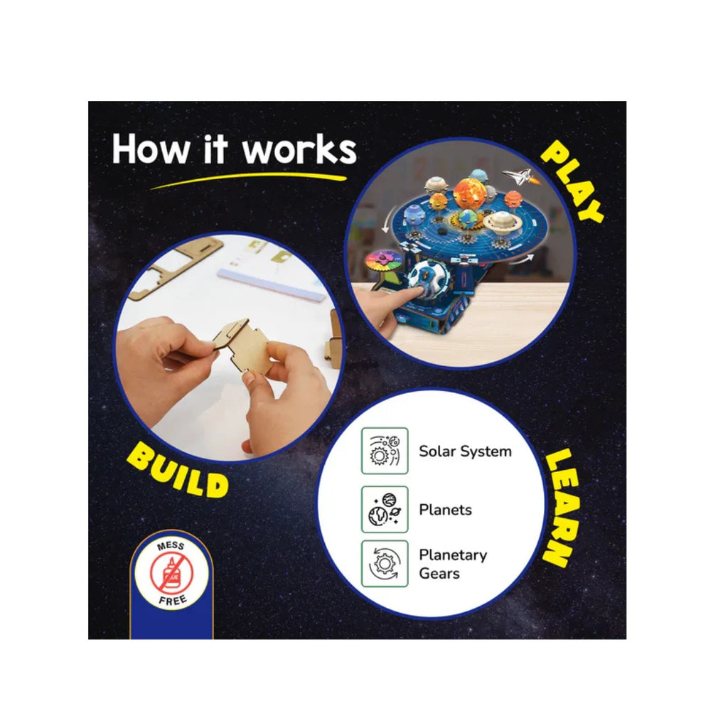 DIY Solar System Kit for Kids,Gear-Driven Working Model of Planets,Build, Rotate & Explore Astronomy,Learn Solar System & Science Facts (8-14 Years)