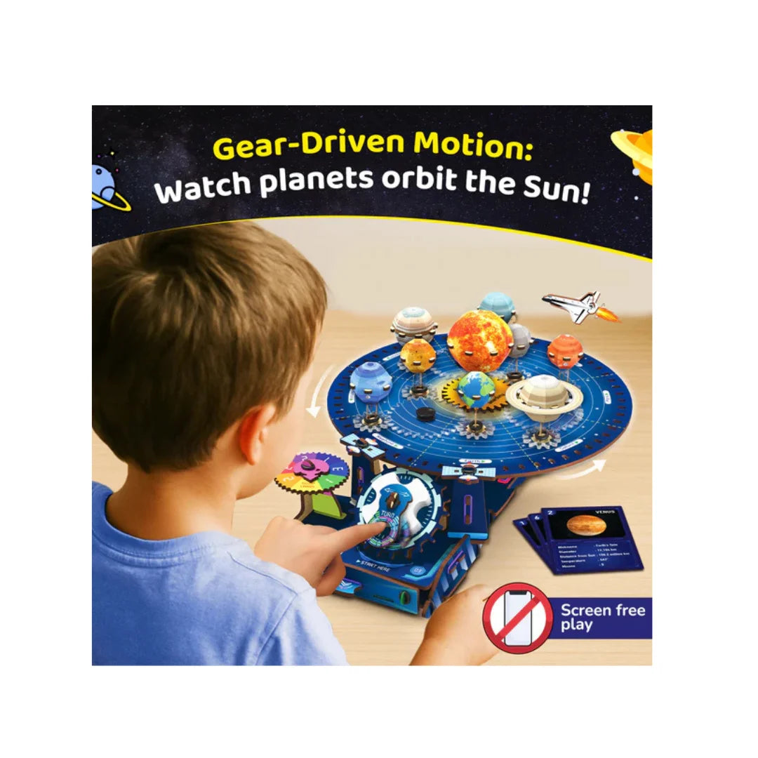 DIY Solar System Kit for Kids,Gear-Driven Working Model of Planets,Build, Rotate & Explore Astronomy,Learn Solar System & Science Facts (8-14 Years)