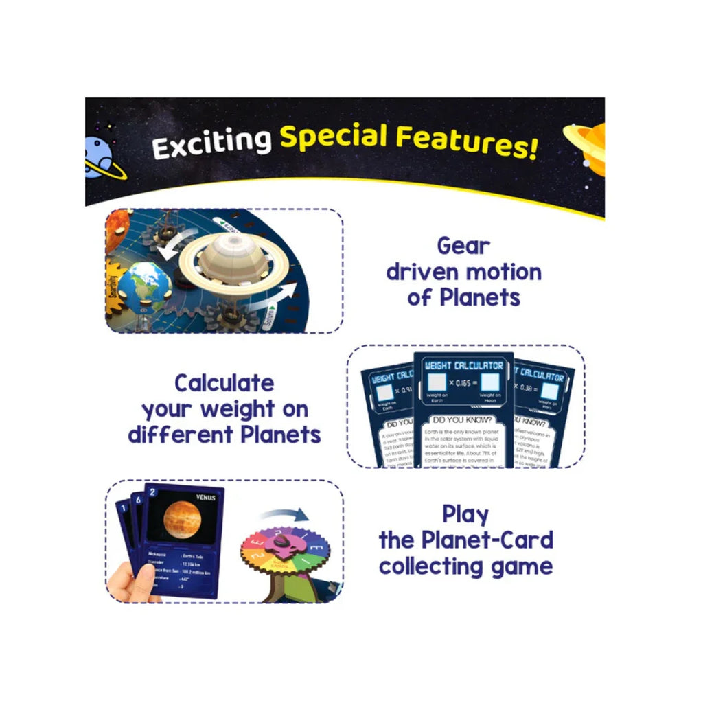 DIY Solar System Kit for Kids,Gear-Driven Working Model of Planets,Build, Rotate & Explore Astronomy,Learn Solar System & Science Facts (8-14 Years)