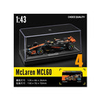 Diecast formula racing car model in display case