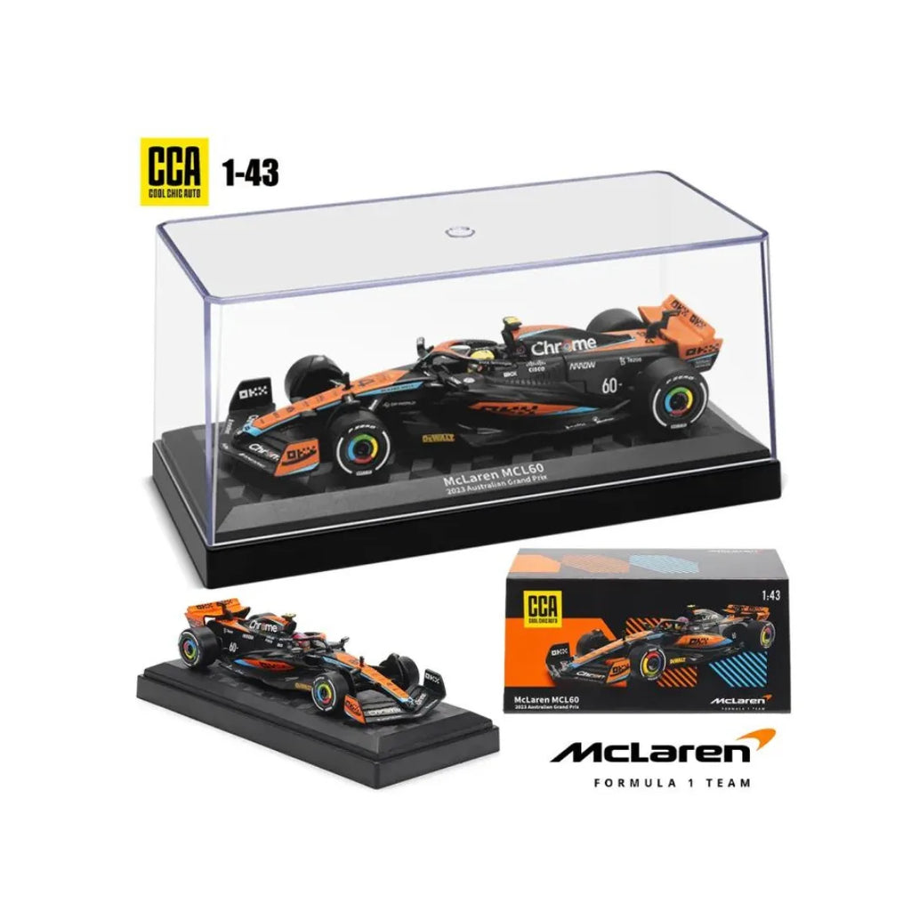 Diecast formula racing car model in display case