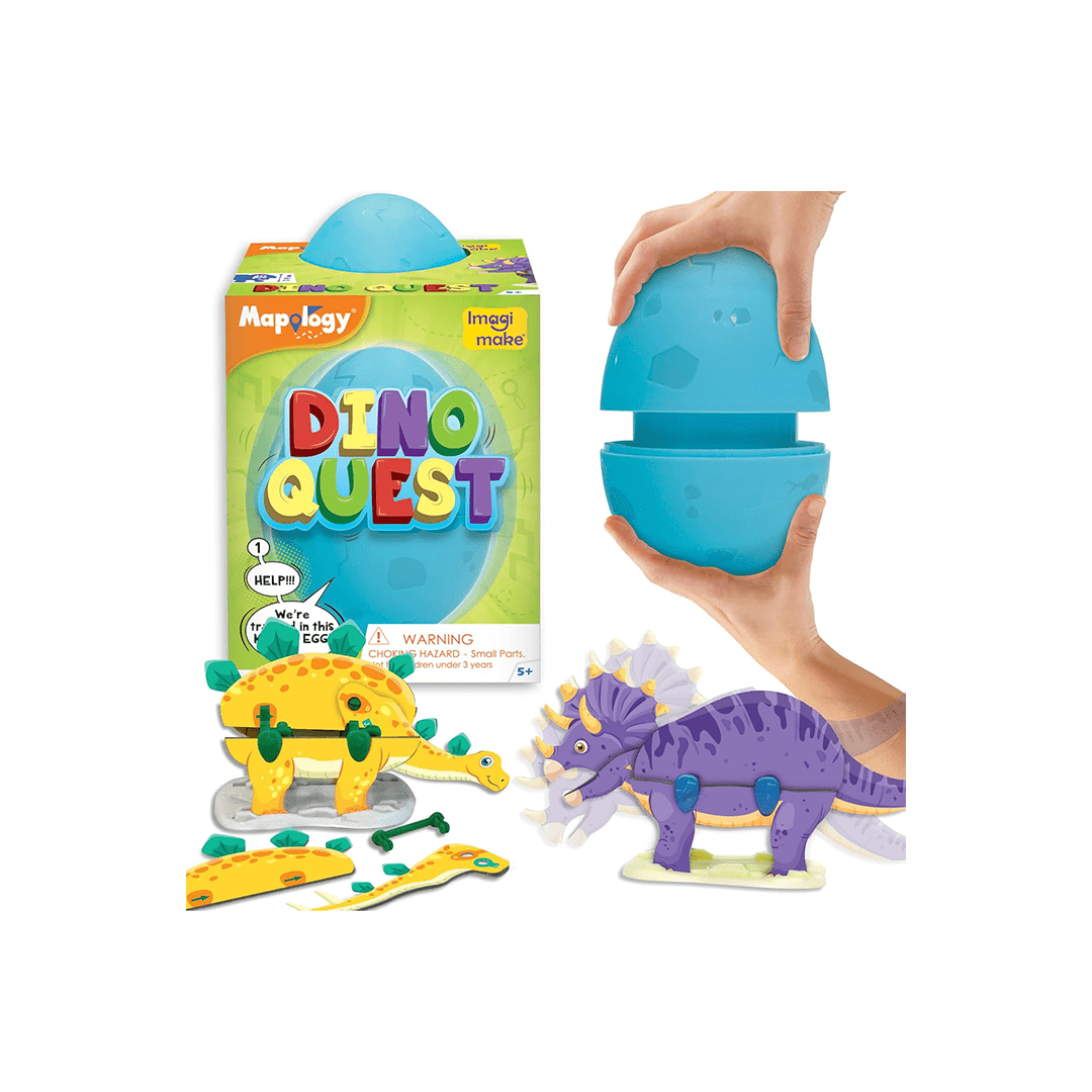 Imagimake Toys Imagimake Mapology Dino Quest - 3D Puzzle Dinosaur Toys - Surprise Dino Egg (5-7 Years)