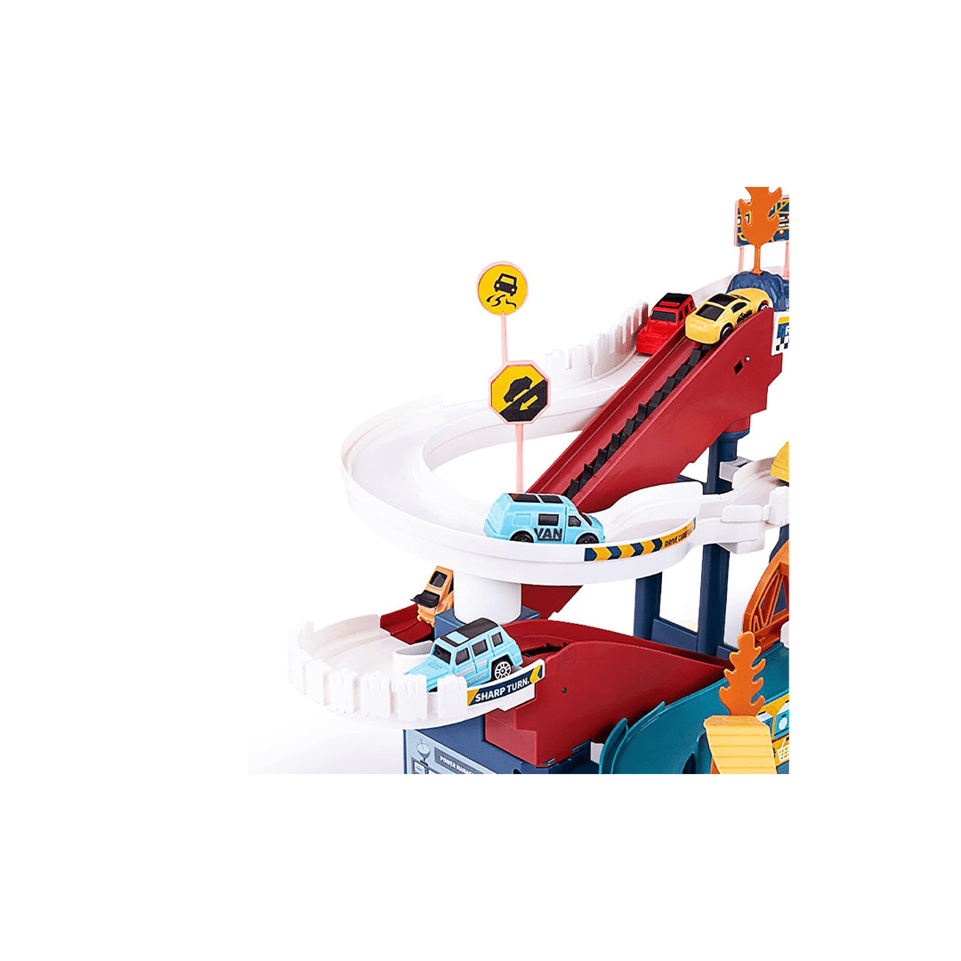 Happy Hues Toys Happy Hues Dinosaur Car Race Track Play Set with 4 Mini Race Cars & Accessories (3-7 Years)