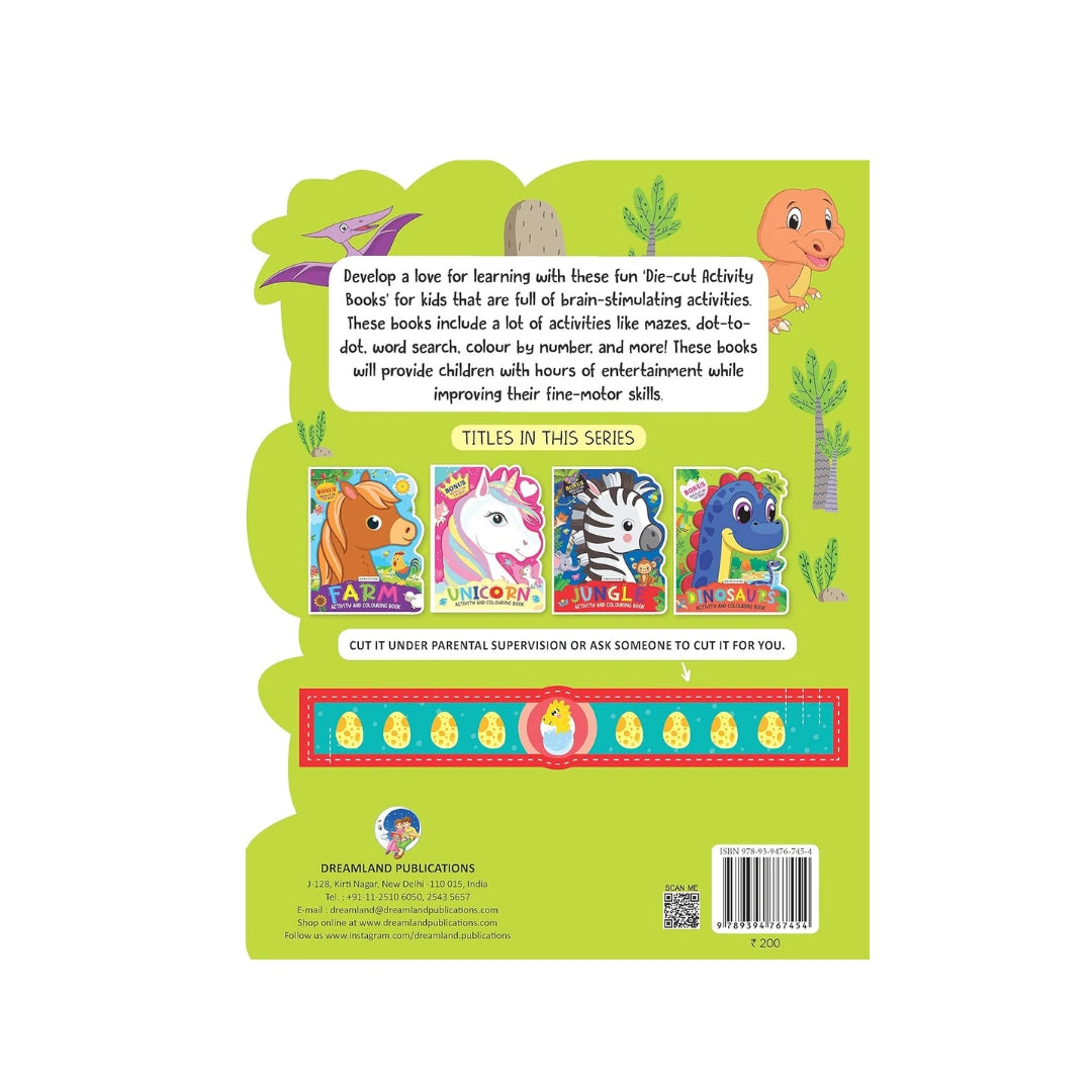 Dinosaur themed kids activity book