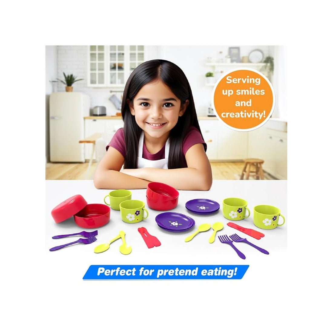 Dish Set,Toy Kitchen Play Set for Kids for Kids,High-Quality,Non-Toxic Plastic,To Improve Motor Skills,Social Interaction (3 Years+)