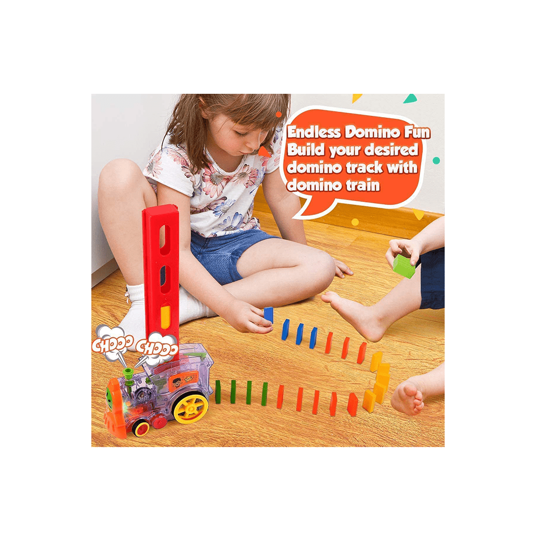 Baan Toys Toys Baan Toys Domino Toy Train Set 60 Pcs Domino Block Set, Domino Rally Train Model with Lights and Sounds Construction and Stacking Toys (3 Years+)