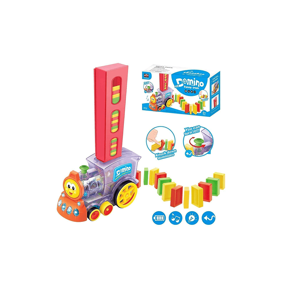 Baan Toys Toys Baan Toys Domino Toy Train Set 60 Pcs Domino Block Set, Domino Rally Train Model with Lights and Sounds Construction and Stacking Toys (3 Years+)