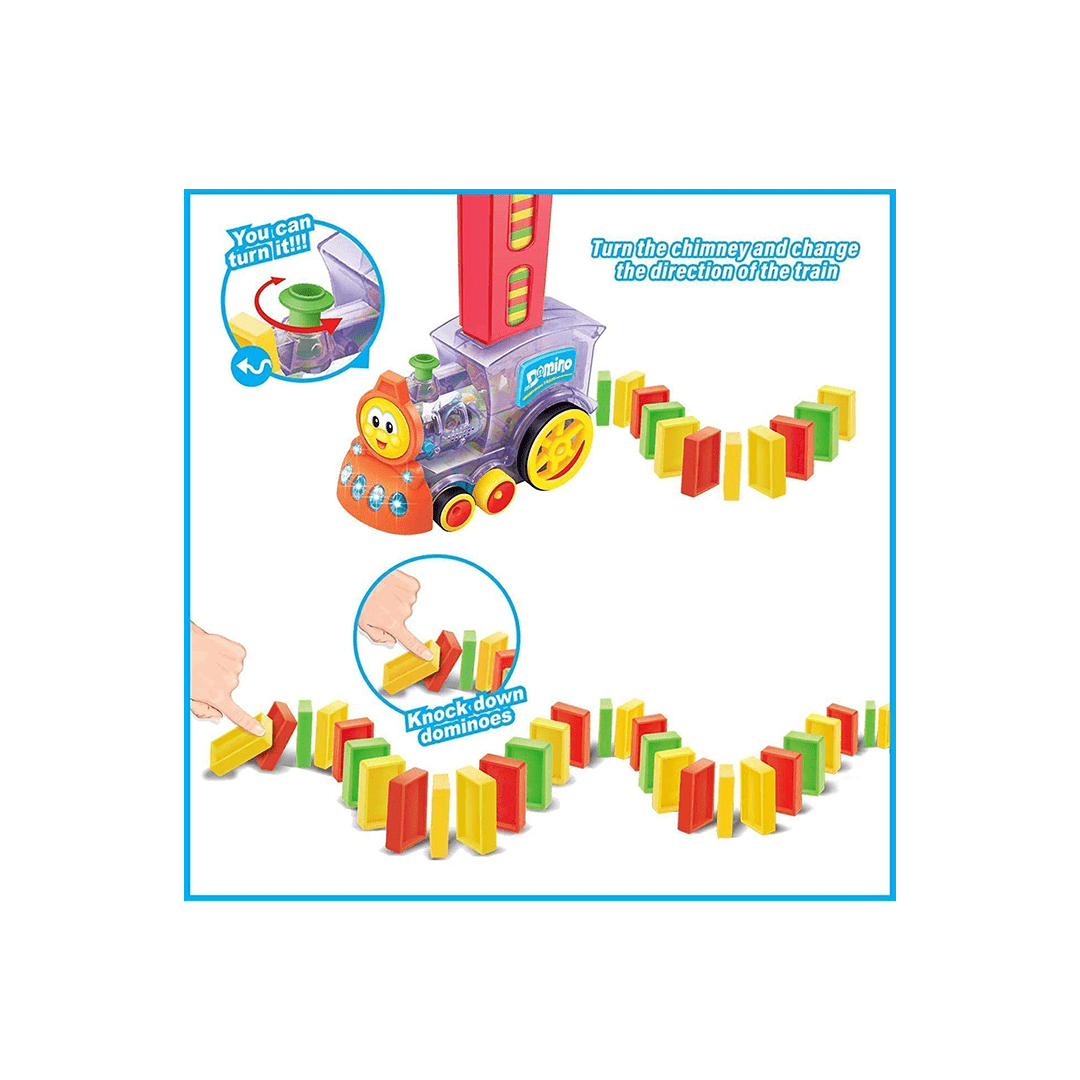 Baan Toys Toys Baan Toys Domino Toy Train Set 60 Pcs Domino Block Set, Domino Rally Train Model with Lights and Sounds Construction and Stacking Toys (3 Years+)