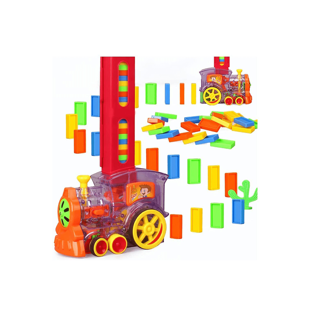 Baan Toys Toys Baan Toys Domino Toy Train Set 60 Pcs Domino Block Set, Domino Rally Train Model with Lights and Sounds Construction and Stacking Toys (3 Years+)
