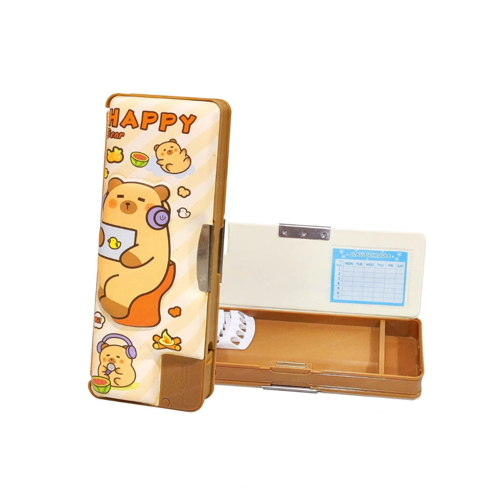Stationery Organizer Box with Built-in Sharpener & Pen Holder